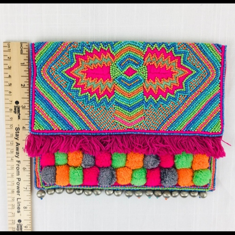 Christophe Sauvat Belt Bag Purse Rainbow Beaded - Picture 3 of 8